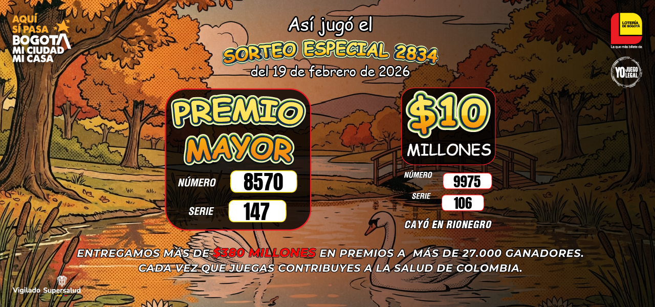 Último sorteo Lotería de Bogotá